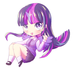 Size: 1036x1007 | Tagged: safe, artist:patty-plmh, imported from derpibooru, twilight sparkle, human, clothes, female, horned humanization, humanized, smiling, solo, winged humanization, wings