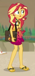 Size: 292x642 | Tagged: safe, imported from derpibooru, sunset shimmer, equestria girls, equestria girls series, forgotten friendship, clothes, feet, flip-flops, sandals, swimsuit