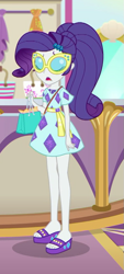 Size: 385x851 | Tagged: safe, imported from derpibooru, screencap, rarity, equestria girls, equestria girls series, spring breakdown, spoiler:eqg series (season 2), clothes, dress, feet, female, geode of shielding, glasses, legs, magical geodes, ponytail, sandals, shopping