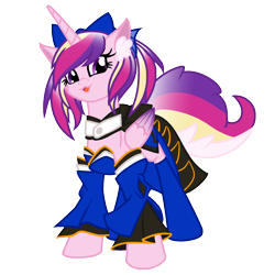 Size: 1000x1000 | Tagged: safe, artist:geraritydevillefort, imported from derpibooru, princess cadance, alicorn, pony, alternate hairstyle, caster, clothes, colored wings, cosplay, costume, fantasy class, fate/extra, fate/grand order, female, horn, mare, multicolored hair, multicolored mane, multicolored tail, multicolored wings, purple eyes, simple background, solo, tamamo no mae, transparent background, wings