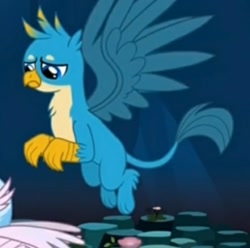 Size: 472x469 | Tagged: safe, deleted from derpibooru, imported from derpibooru, screencap, gallus, silverstream, griffon, uprooted, claws, cropped, flying, male, offscreen character, paws, solo focus, tail, wings
