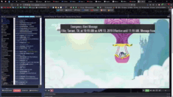 Size: 1280x720 | Tagged: safe, imported from derpibooru, screencap, apple bloom, applejack, fluttershy, pinkie pie, princess cadance, princess celestia, princess luna, rainbow dash, rarity, scootaloo, shining armor, spike, starlight glimmer, sweetie belle, twilight sparkle, alicorn, pony, uprooted, animated, chat, cutie mark crusaders, cytube, emergency alert system, intro, mane six, meme origin, sound, twilight sparkle (alicorn), webm