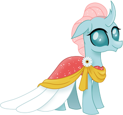 Size: 1603x1500 | Tagged: safe, artist:cloudy glow, artist:cloudyglow, imported from derpibooru, ocellus, changedling, changeling, spoiler:s09, clothes, cute, diaocelles, dress, female, flower, formal dress, formal wear, simple background, solo, transparent background, vector