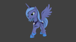 Size: 3273x1841 | Tagged: safe, artist:pizzalover53, imported from derpibooru, princess luna, pony, .zip file at source, 3d, blender, downloadable, female, gray background, s1 luna, simple background, solo