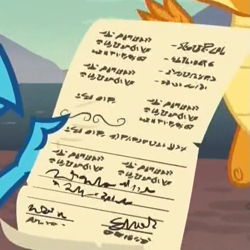 Size: 605x605 | Tagged: safe, imported from derpibooru, screencap, princess ember, smolder, dragon, uprooted, cropped, dragoness, female, handwriting, paper, permission slip, scroll, signature, written equestrian