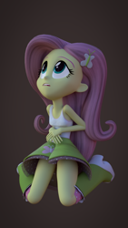 Size: 1080x1920 | Tagged: safe, artist:creatorofpony, artist:fd-daylight, imported from derpibooru, fluttershy, equestria girls, 3d, blender, boots, clothes, female, kneeling, looking up, polka dot socks, shoes, skirt, sleeveless, solo, tanktop