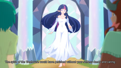 Size: 1280x720 | Tagged: safe, artist:jonfawkes, imported from derpibooru, sandbar, tree of harmony, twilight sparkle, yona, human, uprooted, barefoot, clothes, elf ears, feet, female, humanized, scene interpretation, smiling, subtitles, treehouse of harmony, treelight sparkle