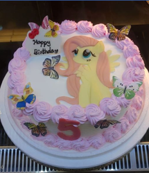 Size: 486x564 | Tagged: safe, imported from derpibooru, fluttershy, butterfly, birthday cake, cake, food, happy birthday, irl, photo