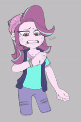 Size: 2660x3973 | Tagged: safe, artist:examm, imported from derpibooru, starlight glimmer, equestria girls, beanie, crying, female, hat, korean, solo