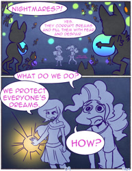 Size: 765x990 | Tagged: safe, artist:kprovido, imported from derpibooru, pinkie pie, princess luna, human, comic:ms. sandman, barefoot, clothes, dream walker luna, dress, feet, heartless, humanized, off shoulder, shadows