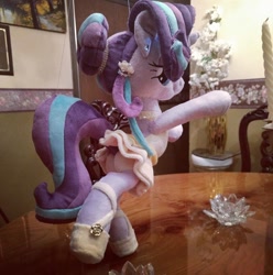 Size: 952x960 | Tagged: safe, artist:legadema, imported from derpibooru, starlight glimmer, pony, a royal problem, alternate hairstyle, ass, ballerina, ballet slippers, bipedal, butt, clothes, dancing, female, glimmer glutes, glimmerina, implied tail hole, irl, looking at you, looking back, looking back at you, photo, plot, plushie, raised hoof, solo, technically an upskirt shot, tutu