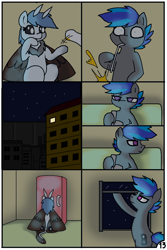 Size: 744x1116 | Tagged: safe, artist:pencil bolt, imported from derpibooru, oc, oc:billy blue, oc:soffies, mothpony, original species, pony, comic:do not fear, comic, couch, female, juice, male, night, orange juice, sitting