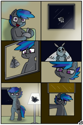 Size: 744x1116 | Tagged: safe, artist:pencil bolt, imported from derpibooru, oc, oc only, oc:billy blue, earth pony, moth, original species, pony, comic:do not fear, comic, flashlight (object), lamp, male, night, room, wake up, window