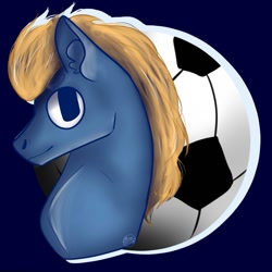 Size: 1021x1021 | Tagged: safe, imported from derpibooru, oc, oc only, oc:hoofstorm, pony, ball, blue, football, gold, sports, twitterponies