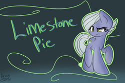 Size: 3000x2000 | Tagged: safe, artist:lynchristina, imported from derpibooru, limestone pie, earth pony, pony, cute, female, gradient background, limabetes, mare, raised leg, signature, smiling, solo, when she smiles
