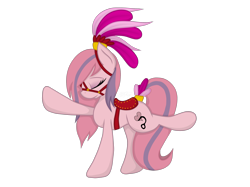 Size: 2732x2048 | Tagged: safe, artist:dawnshine, imported from derpibooru, oc, oc only, oc:sweet haze, earth pony, pony, bridle, eyes closed, plume, raised leg, saddle, simple background, tack, tail ring, transparent background