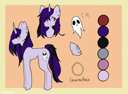 Size: 3400x2500 | Tagged: safe, imported from derpibooru, oc, oc only, oc:lurid shadow, ghost, pony, unicorn, jewelry, necklace, piercing, reference sheet