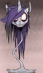 Size: 600x1000 | Tagged: safe, artist:pinkamenacheshirepie, imported from derpibooru, oc, oc only, oc:lurid shadow, pony, unicorn, long neck, smiling, solo, surreal