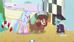 Size: 1920x1080 | Tagged: safe, imported from derpibooru, screencap, ocellus, silverstream, yona, changedling, changeling, classical hippogriff, hippogriff, yak, uprooted, bow, cloak, clothes, cloven hooves, dream, female, graduation cap, hair bow, hat, trio