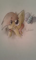 Size: 480x800 | Tagged: artist needed, safe, imported from derpibooru, oc, oc:andridash, butterfly, pony, :p, cute, my little pony, silly, tongue out, traditional art