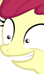 Size: 750x1253 | Tagged: safe, edit, editor:undeadponysoldier, imported from derpibooru, screencap, apple bloom, pony, close-up, extreme close up, extreme close-up, female, flailing, solo