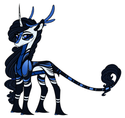 Size: 1500x1410 | Tagged: safe, artist:australian-senior, imported from derpibooru, oc, oc only, oc:rowena invictus, alicorn, kirin, pony, unicorn, kirindos, alternate universe, antlers, blue eyes, blue sclera, colored hooves, colored sclera, female, leonine tail, mare, solo, unshorn fetlocks