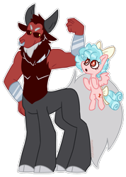 Size: 1011x1422 | Tagged: safe, artist:maxieforest, imported from derpibooru, cozy glow, lord tirek, centaur, pegasus, pony, the beginning of the end, armpits, cozybetes, cute, duo, eye sparkles, female, filly, flexing, male, simple background, sparkly eyes, tirebetes, transparent background, wingding eyes