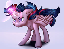 Size: 932x720 | Tagged: safe, artist:magicstarfriends, imported from derpibooru, twilight sparkle, alicorn, pony, colored pupils, ear fluff, female, glowing horn, magic, mare, solo, twilight sparkle (alicorn)