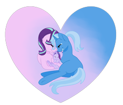 Size: 1280x1088 | Tagged: safe, artist:semigod666, imported from derpibooru, starlight glimmer, trixie, pony, family, female, lesbian, magical lesbian spawn, offspring, parent:starlight glimmer, parent:trixie, parents:startrix, shipping, startrix