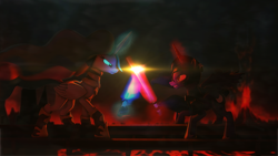 Size: 3840x2160 | Tagged: safe, artist:goldenlogik, imported from derpibooru, princess celestia, princess luna, 3d, crossover, lava, levitation, lightsaber, magic, mustafar, revenge of the sith, source filmmaker, star wars, star wars: revenge of the sith, telekinesis, volcano, weapon