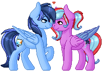 Size: 209x146 | Tagged: safe, artist:ak4neh, imported from derpibooru, oc, oc only, oc:rainy visualz, oc:star beats, pegasus, pony, animated, couple, female, male, mare, oc x oc, pixel art, shipping, simple background, stallion, staryvisi, transparent background