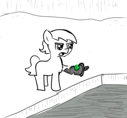 Size: 640x600 | Tagged: safe, artist:ficficponyfic, imported from derpibooru, oc, oc only, oc:larimar, earth pony, pony, colt quest, cave, child, colt, cyoa, foal, gem, key, male, monochrome, puzzle, solo, story included, swimming pool, sword, temple, weapon
