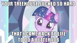 Size: 1920x1080 | Tagged: safe, edit, edited screencap, imported from derpibooru, screencap, tree of harmony, twilight sparkle, alicorn, pony, uprooted, caption, cute, female, image macro, mare, meme, solo, text, treeabetes, treelight sparkle, twiabetes, twilight sparkle (alicorn)