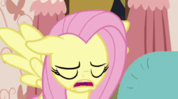 Size: 640x359 | Tagged: safe, imported from derpibooru, screencap, fluttershy, pony, discordant harmony, animated, cute, female, floppy ears, frown, mare, shyabetes, solo