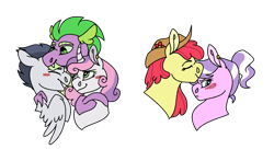 Size: 1024x601 | Tagged: safe, artist:echabi, artist:joburii, imported from derpibooru, apple bloom, diamond tiara, rumble, spike, sweetie belle, dragon, earth pony, pegasus, pony, unicorn, bisexual, diamondbloom, female, gay, interspecies, lesbian, male, older, ot3, polyamory, rumbelle, rumblespike, rumblespikebelle, shipping, simple background, spikebelle, straight, transparent background