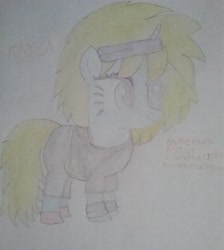 Size: 1944x2168 | Tagged: safe, artist:jaredking179, artist:jaredking779, imported from derpibooru, oc, oc only, oc:kayla, pony, base used, clothes, female, headband, leg warmers, mare, pants, shoes, solo, traditional art
