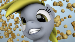 Size: 1920x1080 | Tagged: safe, artist:juicedane, imported from derpibooru, derpy hooves, pony, 3d, female, food, muffin, solo, source filmmaker