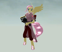 Size: 768x643 | Tagged: dead source, safe, artist:friagram, imported from derpibooru, fluttershy, anthro, 3d, 3d model, arm hooves, crossover, downloadable, fluttermedic, gmod, hoof feet, hoof hands, medic, team fortress 2