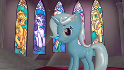 Size: 3840x2160 | Tagged: safe, artist:renaclock, imported from derpibooru, applejack, fluttershy, pinkie pie, rainbow dash, rarity, trixie, 3d, 4k, glass window, hairclip, poster, shiny, source filmmaker, wallpaper