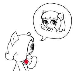 Size: 640x600 | Tagged: safe, artist:ficficponyfic, imported from derpibooru, oc, oc only, oc:aji sushi, oc:emerald jewel, earth pony, pony, colt quest, amulet, child, colt, female, femboy, hair over one eye, jewelry, male, mare, monochrome, solo, spy, story included