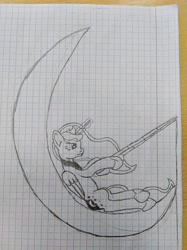 Size: 3016x4032 | Tagged: safe, artist:zeka10000, imported from derpibooru, princess luna, pony, dreamworks, female, graph paper, lined paper, moon, sketch, solo, traditional art