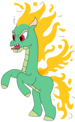 Size: 1967x3186 | Tagged: safe, artist:supahdonarudo, imported from derpibooru, tianhuo, longma, them's fightin' herds, 200% mad, angry, community related, forked tongue, mane of fire, meme, reeee, sharp teeth, teeth, this will end in death, this will end in tears, this will end in tears and/or death, tianhuo (tfh), tongue out