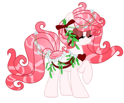 Size: 1280x1062 | Tagged: safe, artist:crystal-tranquility, imported from derpibooru, oc, oc only, oc:mistletoe, original species, pond pony, deviantart watermark, eyes closed, female, obtrusive watermark, simple background, solo, transparent background, watermark