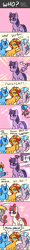 Size: 500x4135 | Tagged: safe, artist:tzc, imported from derpibooru, derpy hooves, minuette, moondancer, pinkie pie, rainbow dash, rarity, sci-twi, silverstream, spike, sunset shimmer, tree of harmony, twilight sparkle, alicorn, classical hippogriff, hippogriff, pony, unicorn, age of empires, alicornified, comb, comic, female, glasses, glitter, guessing game, hair dryer, imitation, mare, race swap, recolor, scitwilicorn, smiling, sunglasses, treelight sparkle, twilight sparkle (alicorn), wololo