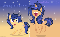 Size: 994x612 | Tagged: safe, artist:star-gaze-pony, imported from derpibooru, oc, oc only, oc:galaxy swirls, oc:velvet sentry, pony, unicorn, female, mare, offspring, parent:flash sentry, parent:twilight sparkle, parents:flashlight