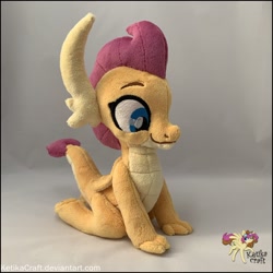 Size: 3044x3044 | Tagged: safe, artist:ketika, imported from derpibooru, smolder, dragon, craft, cute, dragoness, female, irl, kneeling, photo, plushie, smolderbetes, solo, that was fast