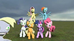 Size: 1280x720 | Tagged: safe, artist:discord-in-black, imported from derpibooru, applejack, derpy hooves, fluttershy, pinkie pie, rainbow dash, rarity, twilight sparkle, pony, 3d, 3d model, downloadable, gmod, mane six