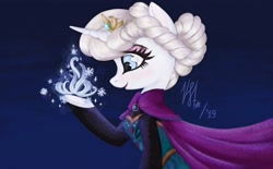 Size: 2560x1583 | Tagged: safe, artist:justshy, imported from derpibooru, pony, unicorn, elsa, female, frozen (movie), magic, mare, ponified, solo