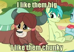 Size: 819x576 | Tagged: safe, edit, edited screencap, imported from derpibooru, screencap, ocellus, sandbar, yona, changedling, changeling, earth pony, pony, yak, school daze, aside glance, caption, cropped, cute, dreamworks, female, grin, image macro, implied interspecies, implied yonabar, interspecies, madagascar (dreamworks), madagascar (movie), madagascar 2, madagascar: escape 2 africa, male, moto moto, prone, sandabetes, shipping, sideways glance, smiling, squee, straight, teenager, text, yonabar, yonadorable