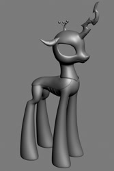 Size: 600x900 | Tagged: safe, artist:temporal333, imported from derpibooru, queen chrysalis, changeling, changeling queen, 3d, 3d model, female, solo, wingless, wip